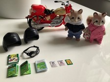 Sylvanian Families Motorcycle and Sidecar with Mulberry Racoons complete set