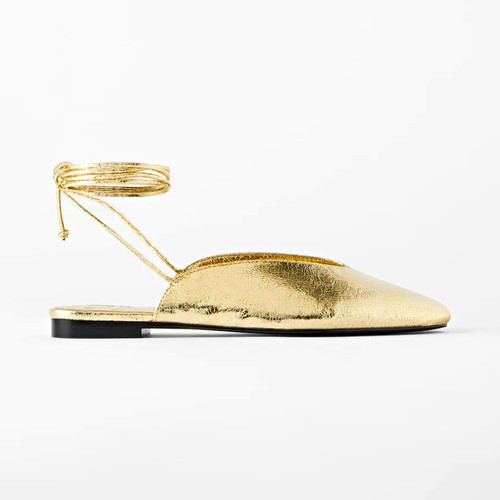 Zara women gold lace up - gold, lace-up