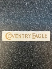 Coventry Eagle - 2 off vinyl self adhesive stickers 135x30mm (Gold on clear)