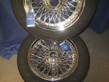 MGC MGB ROADSTER & GT SET OF FOUR CHROME 15'' WIRE WHEELS & 185x65 x15 AVON TYRE