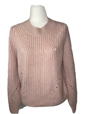 Gap NWT Sweater XL Brushed Pointe Pale Pink Alpaca Wool Blend Chunky Cable Knit