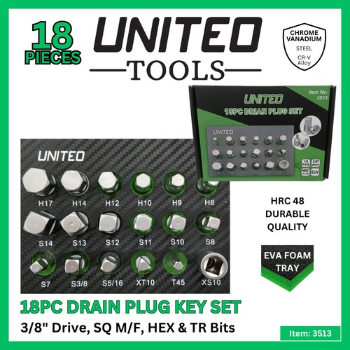 18pc master drain - 18pc, 3/8"