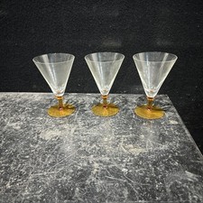 X 3 Vintage Cocktail Glasses With Amber Base Ref Pc15