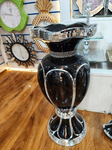 Black silver floor vase - &,