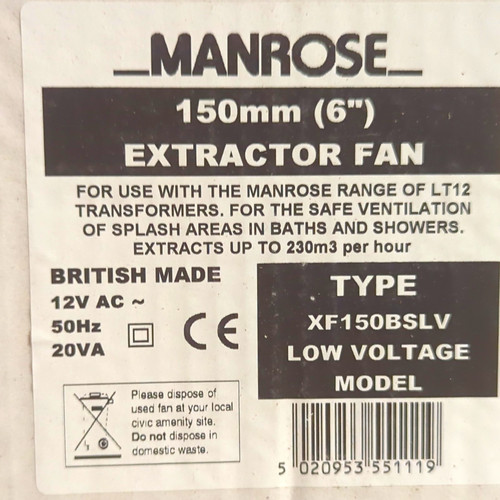 Manrose 150mm 6in low voltage - manrose,