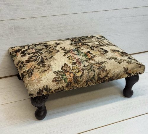 Vintage tapestry footstool - vintage,