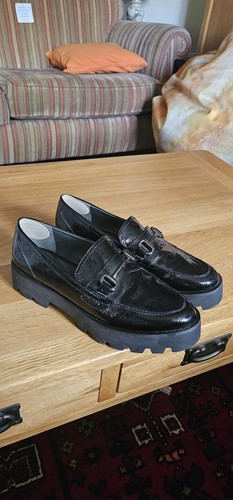 Black loafers ladies flat - black, slip