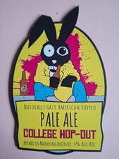 JACKRABBIT brewery COLLEGE HOP-OUT pump clip real ale beer badge front Essex
