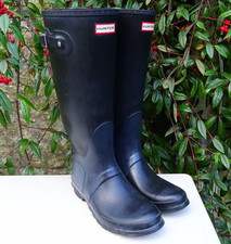 Hunter Original Tall Wide Fit Wellies UK Size 8 Black Wellington Boots