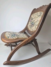 Original Vintage Retro Folding Wooden Rocking Chair Victorian Nursing Chair Seat