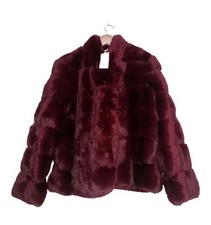 danni minogue clip faux fur jacket Shiraz wine uk size 14 bnip