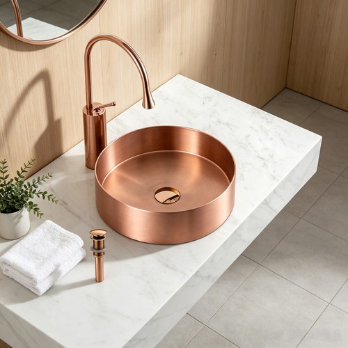 40cm brushed copper round - brushed,