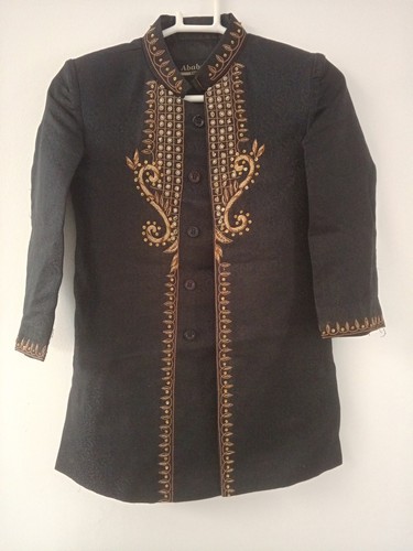 Boy black sherwani with gold - boy's,
