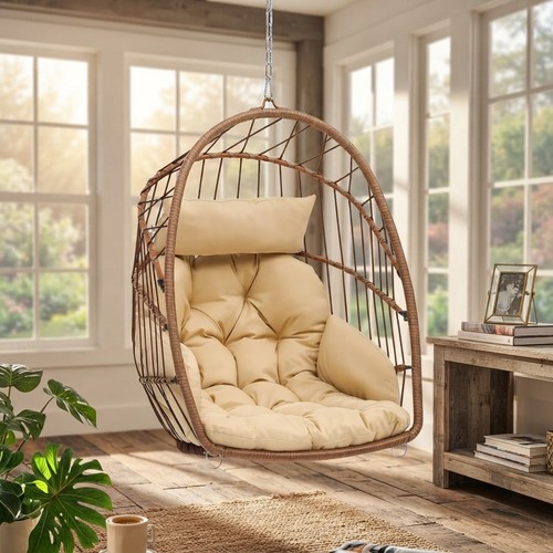 Sturdy brown rattan - rattan, swing