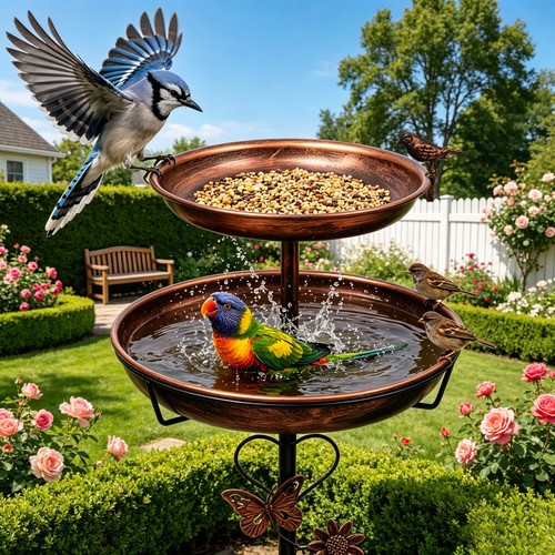 Metal bird bath rusted - bath,