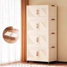 Large Folding Storage Box Stackable Case Cabinet Closet Home Organizer On Wheels