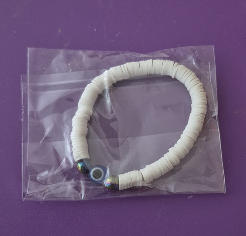 White round plastic bead - white,