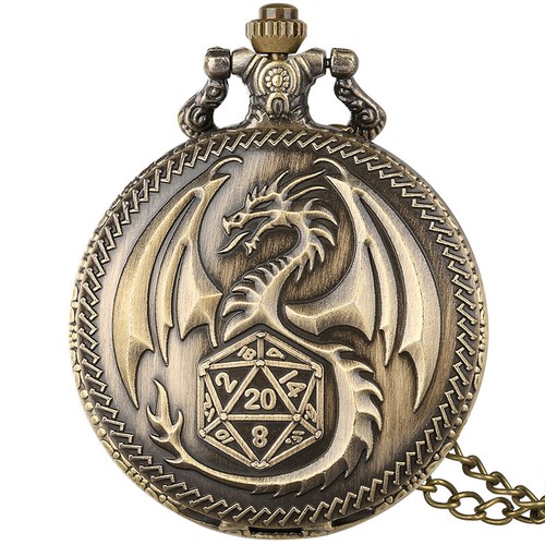 Engraved dragon pocket - dragon, watch