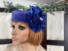 Vintage Hat Blue Velvet With