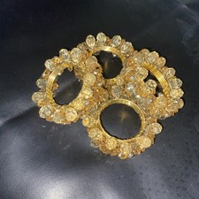 Set of 4 Clear Crystal & Gold