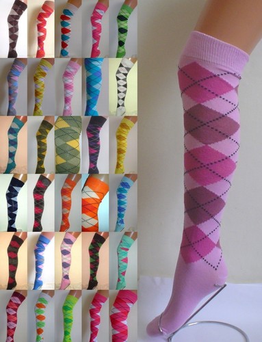 Argyle check diamond overknee - check,