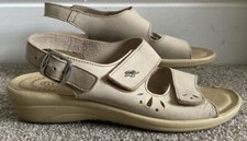 Ladies Fly Flot Leather Slingback Sandals. Uk 5 Eu38. Buckle. Beige. PRISTINE