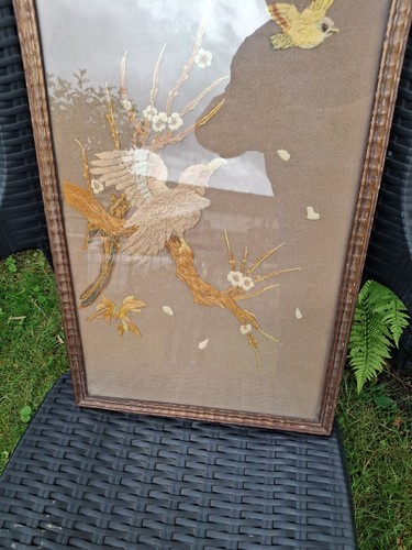 Vintage silk embroidery - silk, in