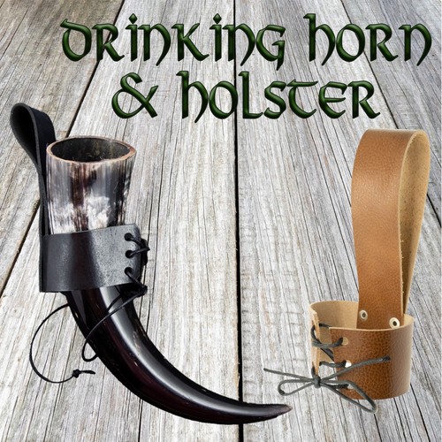 Viking drinking horn leather - horn, &