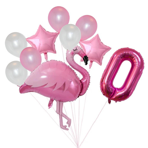 Pink flamingo set balloons - pink,