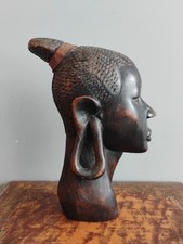 Wooden Hand Carved Ebony Bust