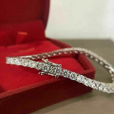 7.30Ct Round Natural Diamond Tennis Bracelet Gift For Engagement 950 Platinum