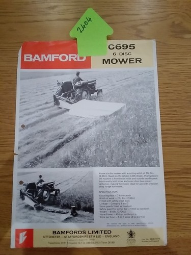 Bamford c695 disc mower - bamford,