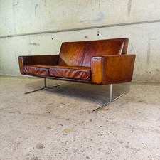 Vintage Danish Mid-Century Tan Leather 2 Seater Sofa by Danerka #A769