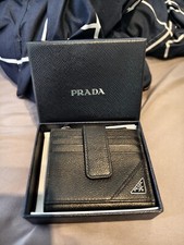 prada black leather wallet