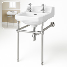Traditional Luxury Chrome Washstand complete with 2 tap hole Victorian basin 560