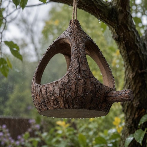 Tree stump shape hanging bird - hanging,
