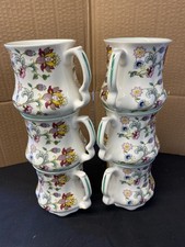 6 stacker mugs in Minton  Haddon hall ( green chintz ) design