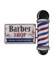 Huge 50cm Metal Barbershop Barber Sign Plaque - French Shabby Chic Style