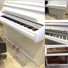 White Gloss Modern Upright Piano Restored Guarantee Delivery REFINISHED