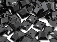 100 X Black Square sewing A GRADE sew On 10MM GEM CRYSTAL RHINESTONE holed
