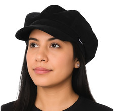 Baker Boy Hat Black Velvet Newsboy Cap by CRAGGI