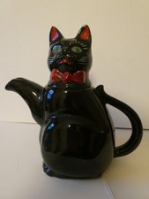 Vintage 1950's Black Cat Teapot, Staffordshire Made in England