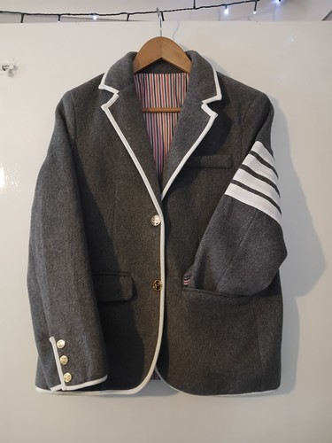 Grey wool flannel blazer - wool,