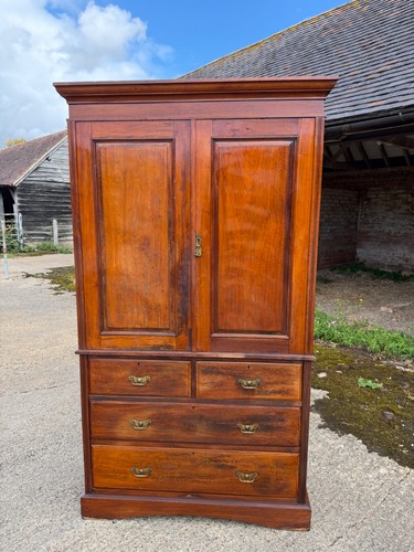 Antique pine linen press - linen,