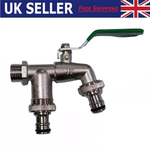 Double garden tap with - tap, 1/2