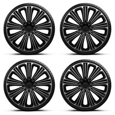 Wheel Trims 14" Black & Silver Rosso Hub Caps x4 Fits Volkswagen Fox