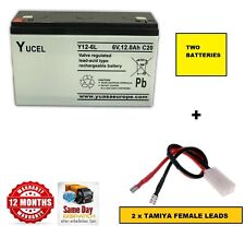 2 X 6V 12AMP BATTERIES AND LEADS for Angling Technics MICROCAT HD Bait Boat