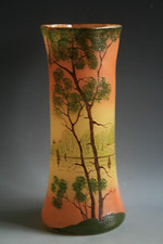 ANTIQUE ART DECO ENAMEL GLASS VASE POSSIBLY LEGRAS