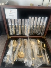 Vintage Gold plated Debenhams Delphi 44 Piece Cutlery Set