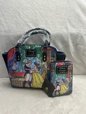 RARE!! Disney Loungefly Beauty and the beast stained glass satchel + Wallet NWT